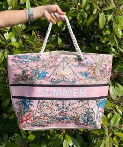 Borsa da spiaggia “Summer rope” forest rosa